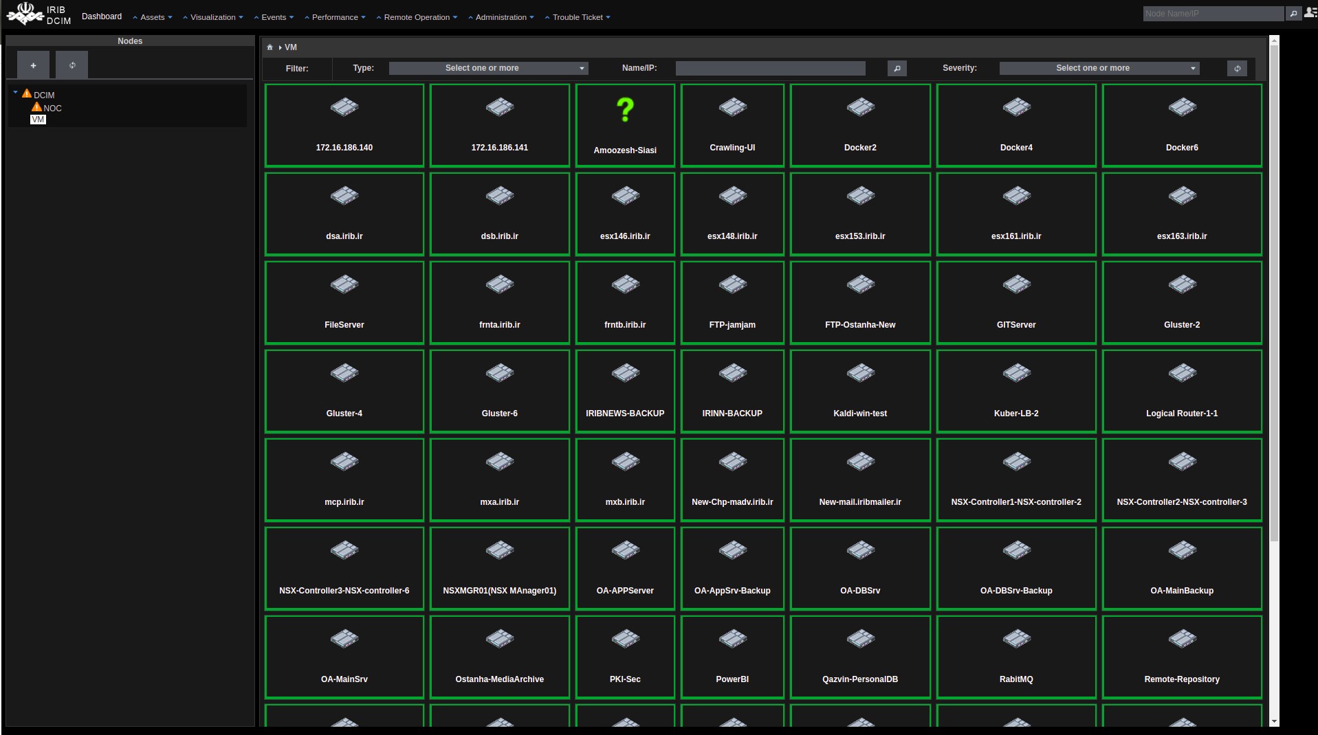 نمایش دارایی های شبکه و مرکز داده